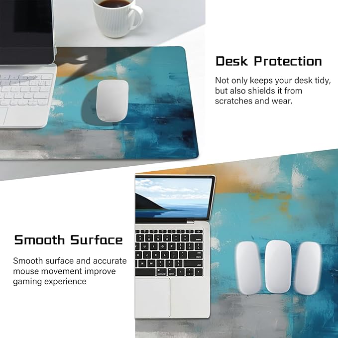Abstract Street Garbage Painting Large Mouse Pad Gaming Mousepad Desk Mat for Desktop Computer Keyboard Waterproof Mouse Mat Desk Pad with Non-Slip Base for Game School Office Home 35.4 x 15.7