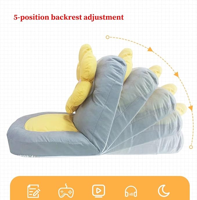 GIZNXBA Floor Chair Adjustable Foldable Floor Lazy Sofa with Pillow Folding Floor Gaming Chair with 5 Adjustable Positions Meditation Floor Chair for Home Office Reading Watching(/Beige A)