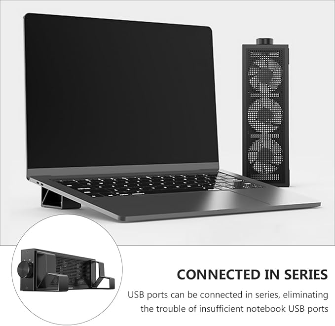 MERRYHAPY RGB Laptop Cooler Stand with Detachable Fans and Three-Speed Control Ergonomic Heat Dissipation Rack for Gaming and Home Use Elevated Laptop Riser to Reduce Neck and Eye Strain