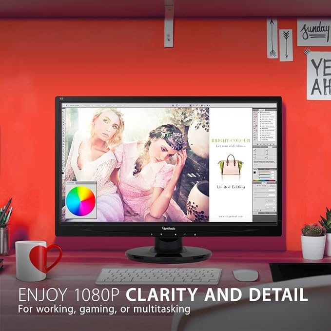 ViewSonic VA2246MH-LED 22 Inch Full HD 1080p LED Monitor with HDMI and VGA Inputs for Home and Office Black