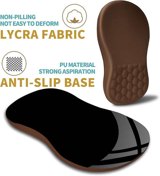 Hokafenle Ergonomic Mouse Pad Wrist Support with Massage Design Wrist Rest Pain Relief Mousepad with Memory Foam&ampNon-Slip PU Base Mouse Pads for Wireless Mouse &amp Desk (12x8 inchBrown)