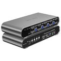 4 Computers 2 DP Monitors Automatic KVM Switch 8K@30Hz 4K@144Hz 4 Port DP USB 3.0 Dual Monitor Aluminum hotkey Audio Microphone Digital Display HDR10 with Cables