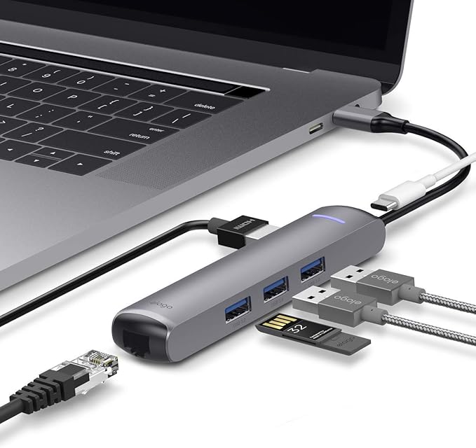 elago 6 in 1 Ethernet for MacBook Pro and Other USB Type-C Devices [Ethernet Port 4K HDMI PD Charging Port 3 USB 3.0 Ports]