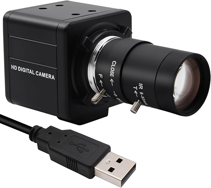 MMlove USB Camera 5MP HD Webcam 5-50mm Manual 10X Varifocus Zoom Lens Lightburn Camera with CMOS OV5640 Sensor for Skype/Zoom/FaceTime/HangoutsPC/Laptop/Raspberry Pi Free Driver UVC