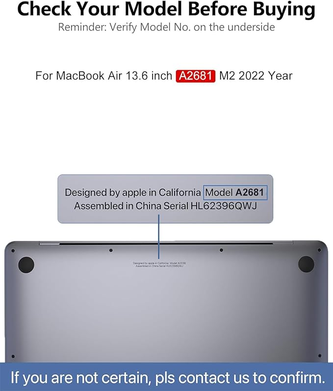 A2681 Replacement Screen for MacBook Air M2 2022 13.6 (EMC 4074) Full LCD Screen 2560x1664 Display Assembly with Fix Kit (Midnight)