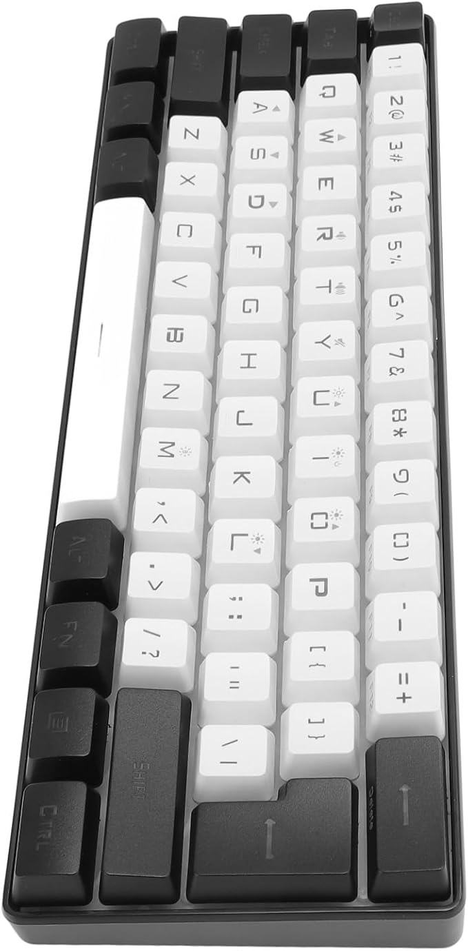 ANGGREK Wired Keyboard Gaming Keyboard Plug and Play 61 Keys ABS Keycaps for Desktop Laptops (White Black)