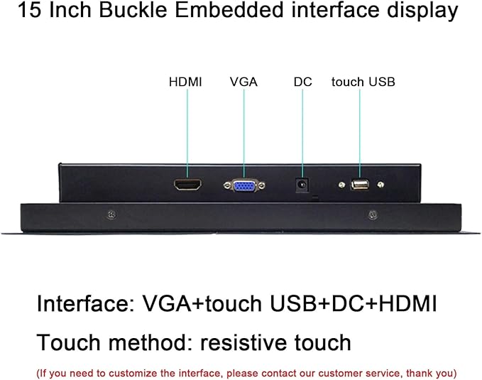 1pc 10 12 15 17 Inch Buckle Embedded Industrial Monitor Resistive Touch Screen with HDMI Touch USB Interface Display 1024 * 768(15 inch HDMI USB)