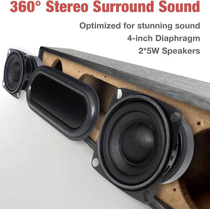 MICA Bluetooth Computer Speakers Angled Wooden Computer Sound Bar 3.5mm Aux-in Connection Wired USB Powered PC Speakers for Desktop Monitor Laptop Tablet - Yellow &amp Black (M30T)