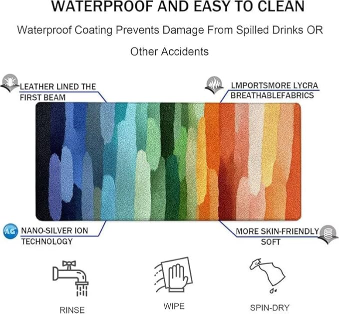 Mouse Pad XXL Stripe Oil Paint Gaming Mousepad 31.5x11.8x0.12 inch Mousepad with Stitched Edgeswith Non-Slip Rubber Base Improved Precision and Speed Waterproof Protector Desk Accessories K-9R68