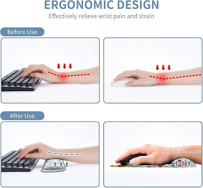 Keyboard Wrist Rest and Mouse Wrist Rest Pad Set Made of Memory Foam with Non Slip Rubber Base Ergonomic Gel Wrist Rest for Computer Keyboard Gaming Office Working Cute Elephant Sunflower Coaster
