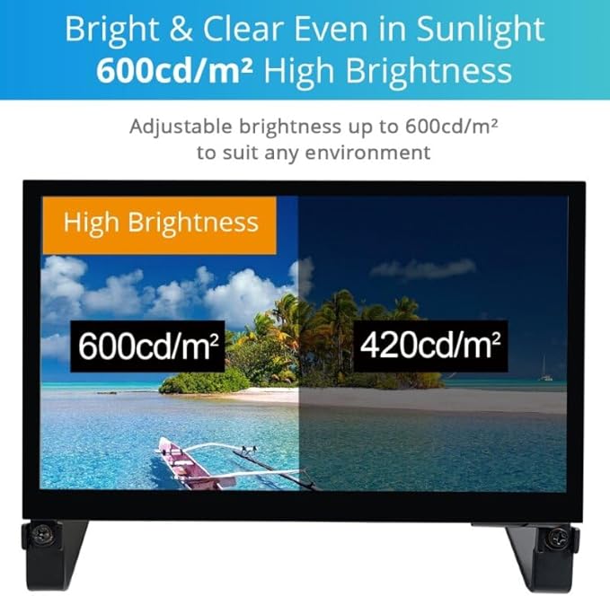 Santek] Open Frame Touch Screen Monitor 7.0-inch – 600 cd High Brightness IPS HDMI Built-in Speakers SOF0700A1B for Raspberry Pi 4/3/2/1 Zero Jetson Nano Mountable