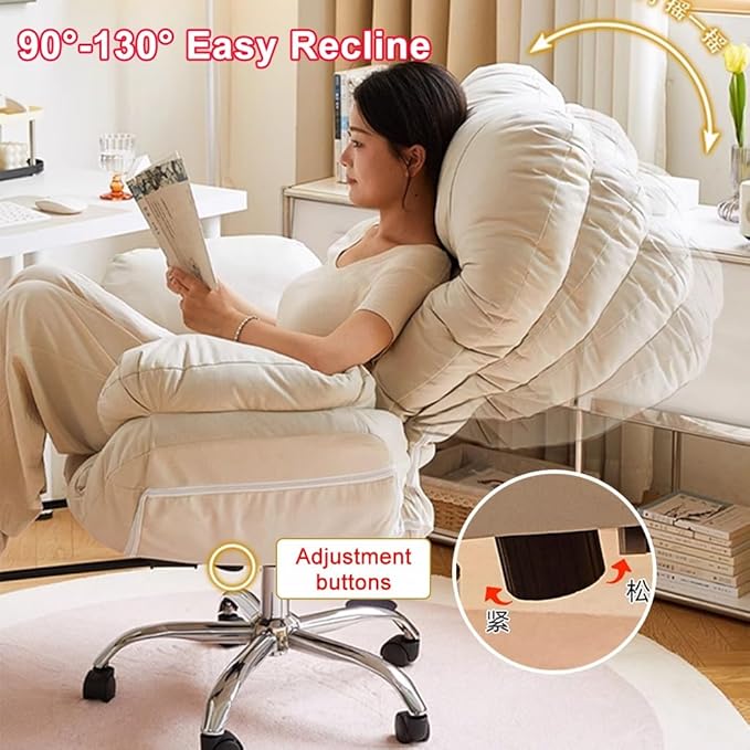 YCKEGEW Lazy Sofa Gaming Chair Office Chairs Recliner Chair for BedroomStudy Chair Ergonomic Lift Chair Backrest Reclinable Home Office Desk Chairs Computer Chair(Light GreyWithout)