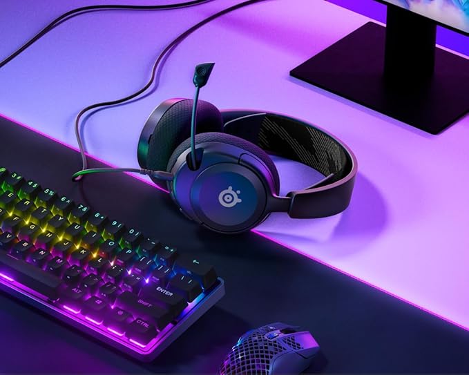 SteelSeries 61606 Arctis Nova 1 Gaming Headphones Wired Sealed Type Compatible with PC PS5 PS4 Switch Bi-Directional Microphone Noise Canceling Space Audio Hi-Fi Sound Adjustable Black
