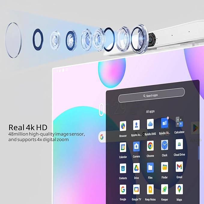 GTek All-in-One 4K AI Tracking Conference Camera with Microphone Array 8.3MP Ultra HD Webcam Auto Framing Wide-Angle 120° View Noise Reduction USB Plug &amp Play for Zoom/Teams/Classrooms