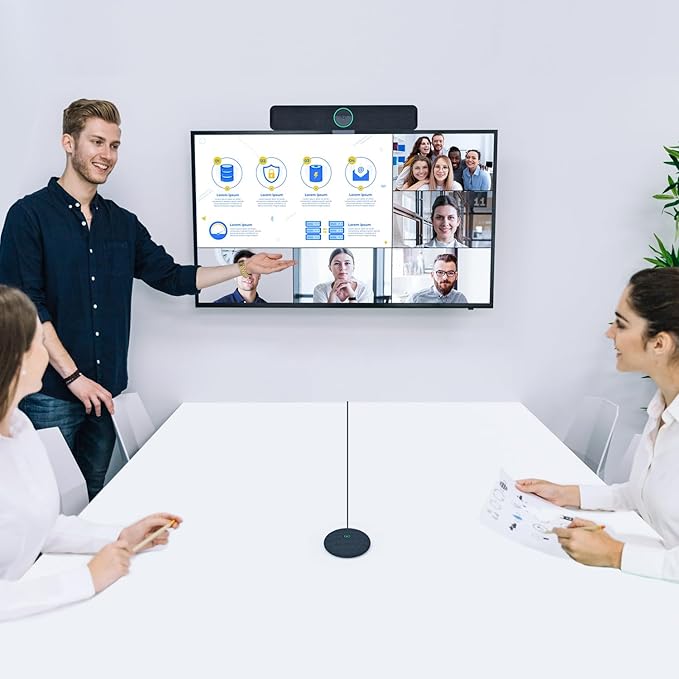 Video Conferencing System 4K Conference Room Camera with 4 Microphones &amp 1 Expansion Mic &amp Speaker AI Face &amp Speaker Tracking 120° Wide Angle View PC/Mac/Laptop/Meetings/Teams/Zoom - L