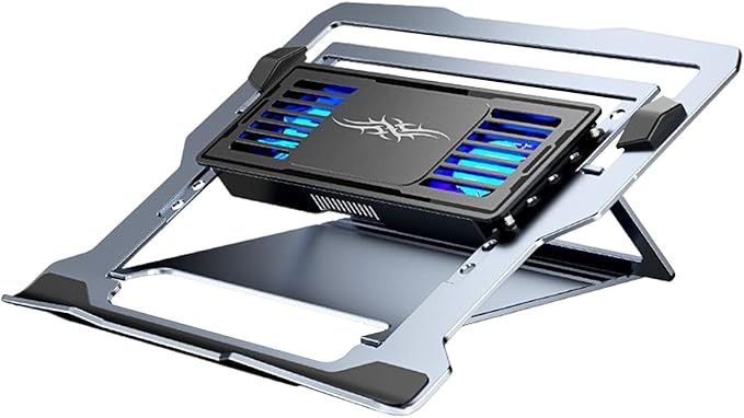 Height Adjustable Riser - Cooling Laptop Stand Rechargeable Quiet Pad | Ergonomic Notebook Support Station Portable Desk Holder with Fan Laptop Cooler for Girlfriend or Boyfriend