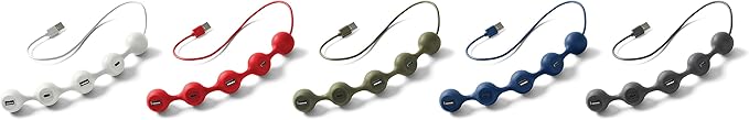 LEXON PEAS HUB 2 4-Port Hub Charge 2 x USB 2 x USB-C 2 Smartphones Simultaneously Copper Inner Cable LD143DG Dark Gray