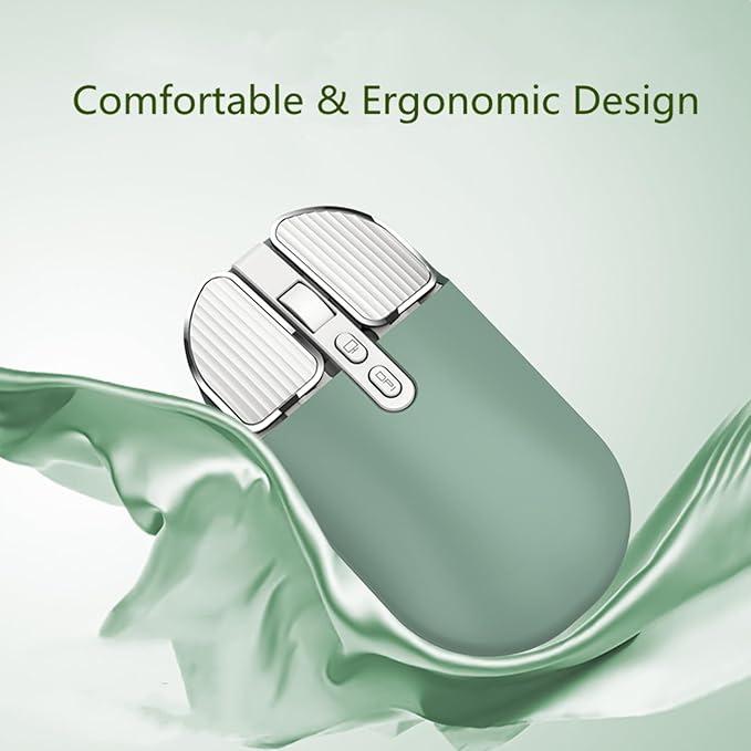 YOCUNKER Wireless Mouse 2.4G Rechargeable Silent Slim Computer Mouse with USB Receiver 3 DPI Back to Desktop Button Cordless Mice for PC Laptop Computer Desktop Windows Mac OS Office (Green)