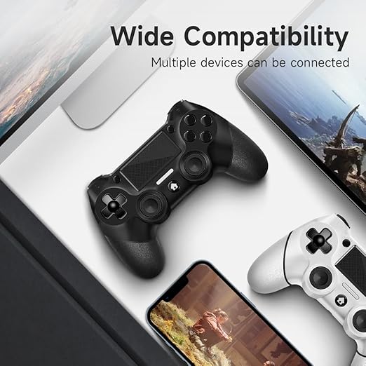 AceGamer 2 Pack for PS4 Controller Wireless Controller for PS4/Pro/Slim/PC with Non-Slip Grip of Both Sides and USB-C Cable! (Black and White)