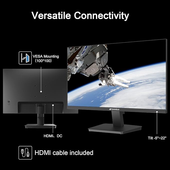 SANSUI 27-Inch IPS Monitor 120Hz Full HD 1920x1080 HDMI and DisplayPort VESA Mountable