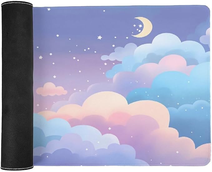 Cloud Star Mouse Pad Large Desk Mat Extended Keyboard Mouse Pad with Non-Slip Base and Stitched Edge Mouse Mat Desk Pad 36x16 Mouse Pads for Desk Home Office Gaming