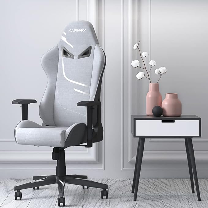 KARNOX Gaming Chair Ergonomic Computer Chair Lumbar Support Office Chair Adjustable Reclining Desk PC Chair with Armrest and Headrest for Adults Comfortable Racing ChairSilver Grey