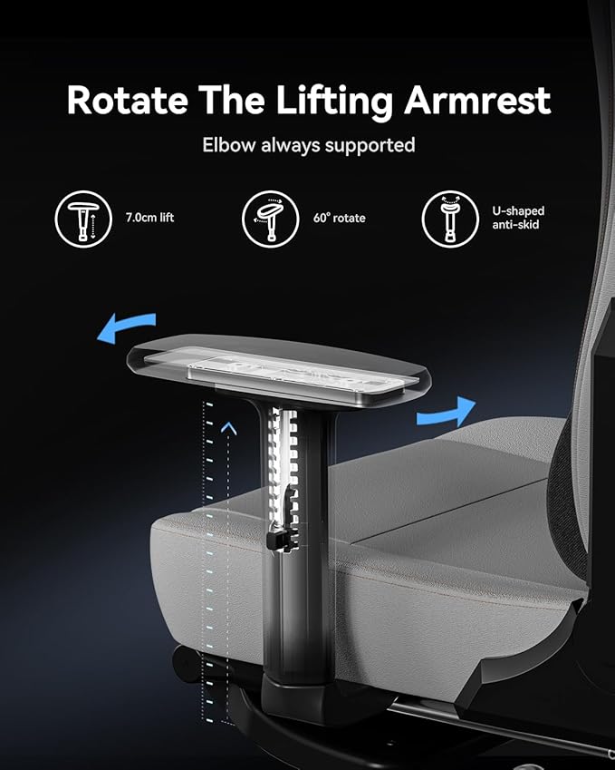 AutoFull C3 Gaming Chair PC Chair with Ergonomics Lumbar Support Racing Style PU Leather High Back Adjustable Swivel Task Chair with FootrestGrey