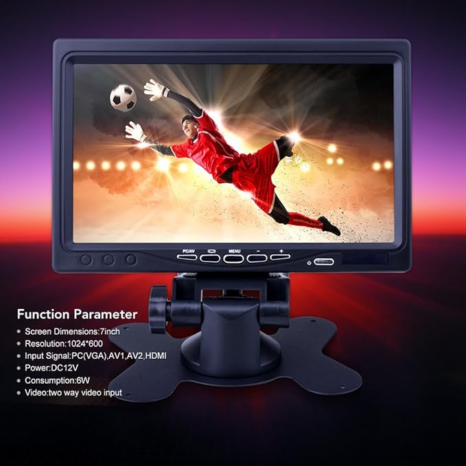 Kuman 7 Inch IPS Display 1024x600 LCD Screen Computer Monitor for PC Laptop Raspberry Pi 4 3 2B B RPI 1 B+ A+ with HDMI VGA Input DVD VCR Car and Remote HDMI Cable SC7J