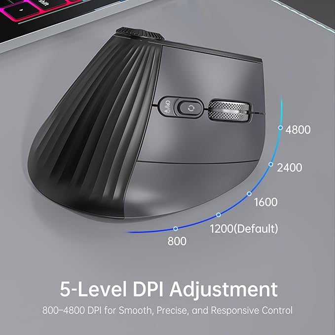 Bluetooth Travel Mouse 2.4G Rechargeable Mouse with USB Receiver Wireless Mice Compatibility for Computer Laptop Notebook PC (Black XM7D)