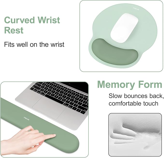 MOSISO Wrist Rest Support for Mouse Pad&ampKeyboard Set Circle Curved Ergonomic Mousepad&ampCoaster Non-Slip Base 13-13.3 inch Square Quilted Vertical Computer Bag with Pocket&ampSmall Case Ant