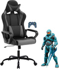 High Back Gaming Chair PC Computer Chair Office Chair for Adult Teen Kids Ergonomic PU Leather Game Chair w/Lumbar Support Headrest Adjustable Rolling Swivel Desk Chair Grey