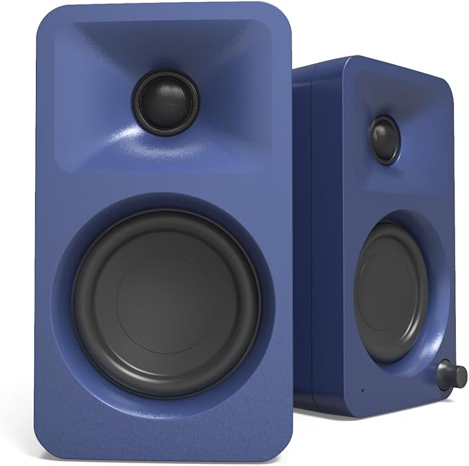 Kanto ORAMU 100W Powered Reference Desktop Computer Speakers with Bluetooth 5.0 and USB-C Input | Bi-Amplified | 100 Hz Automatic Crossover | Reference Quality Sound | Pair | Indigo