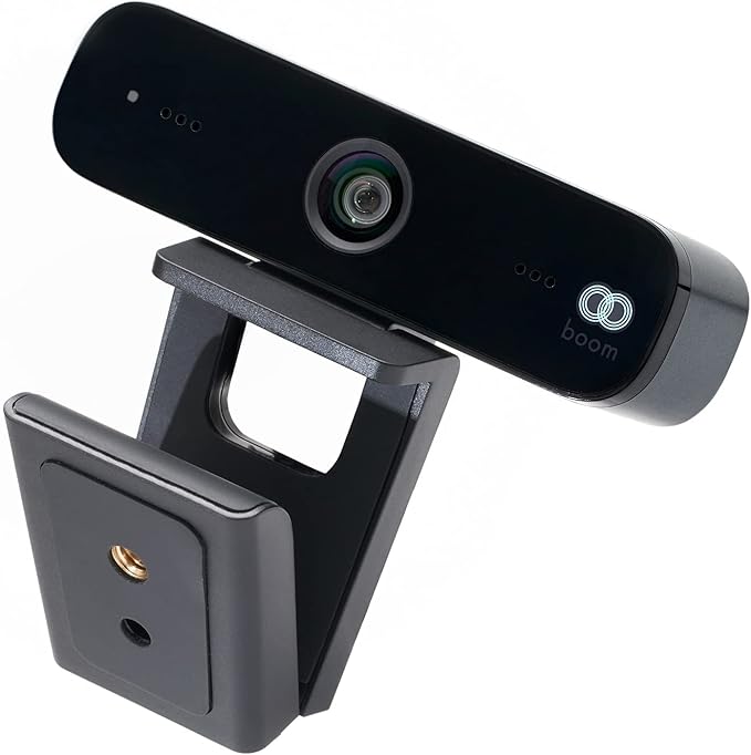 Boom Work from Home Kit | MINI 1080p Webcam (90° Wide Angle Advanced Focus Low Light USB Plug &amp Play) + Giro Speakerphone (360° Mic Full-Duplex HD Audio Bluetooth/USB) for Zoom/Teams