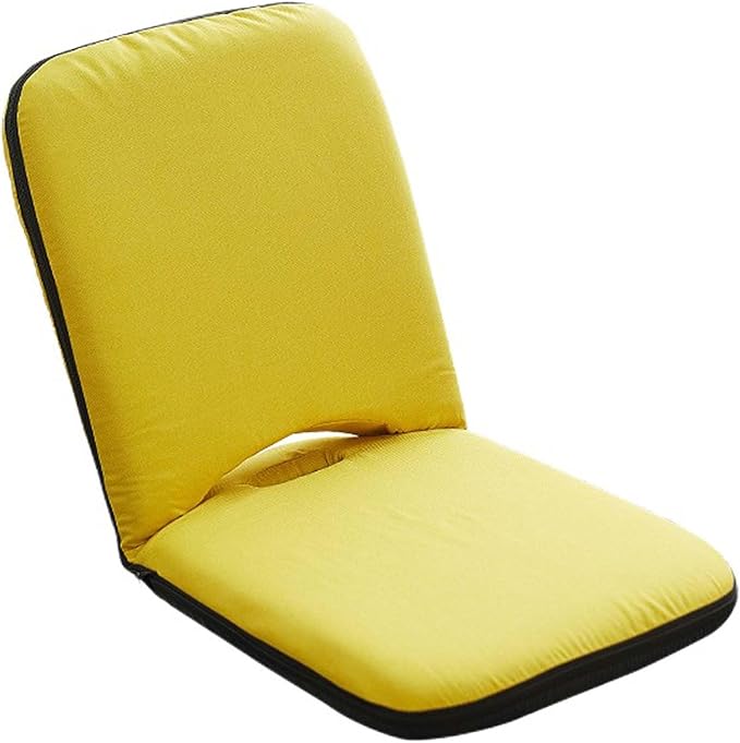 Adjustable Folding Floor ChairPortable Padded Seating with Back SupportFloor Gaming Chair Sofa Chair for MeditationReadingWatching TV or GamingSpace Saving (Yellow)