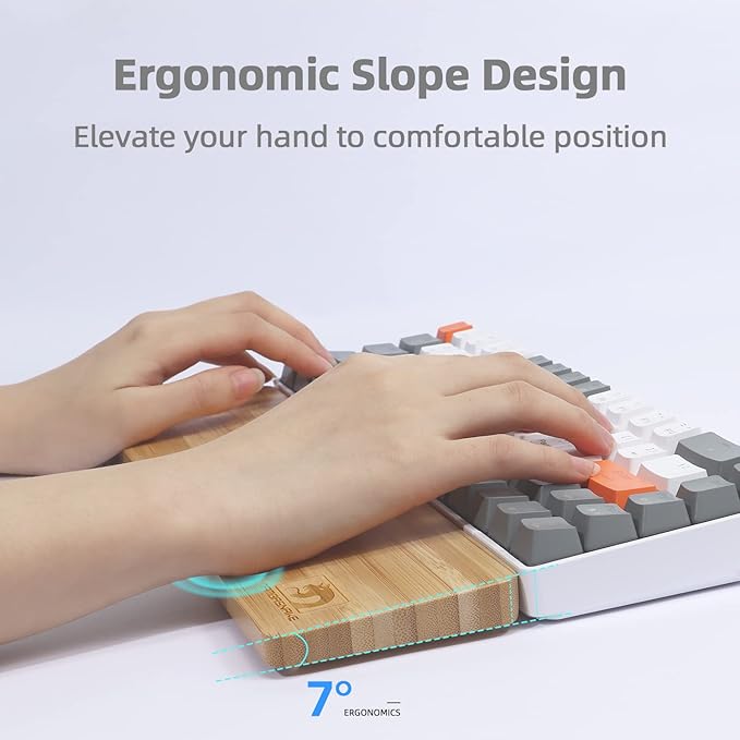 Bamboo Keyboard Wrist Rest for Computer Keyboard Ergonomic Mechanical Keyboard Wrist Rest Hard Wrist Rest for Pain Relief Anti-Slip Keyboard Rest Pad for Laptop/PC Gaming/Mac (68-Key)