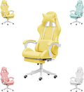 Ergonomic pink office chair pink gaming chair with footrest girl gaming chair high back gaming chair with headrest and lumbar pillow gaming chair for adults 150 ° tilt swivel chair for game room