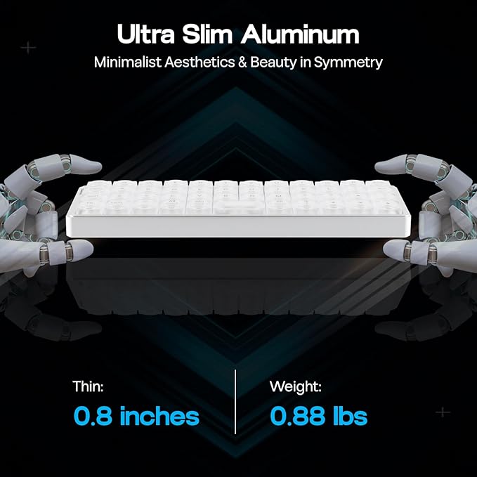 EPOMAKER Luma40 Low Profile Mechanical Keyboard with QMK/VIA &amp CNC Metal Transparent PC Keycap Hot-Swap Kailh Linear Switch 2.4Ghz/BT/USB 40% Wireless Gaming Keyboard for Mac/Win