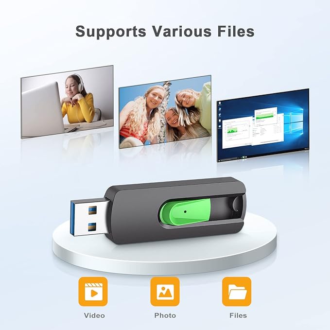 Aiibe 64GB USB 3.0 Flash Drives 5 Pack 64GB Thumb Drive USB Drives High Speed Upgraded 110MB/s USB 3.0 Memory Stick Jump Drives (Cyan Green Purple Red Yellow)