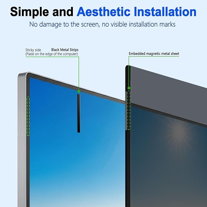 [2 Pack] Magnetic Privacy Screen for 27 Inch 16:9 Computer Monitor - Reversible Matte/Glossy Anti-Glare Removable Blue Light Filter Anti-Spy Eye Protection Screen Protector Shield for Desktop PC