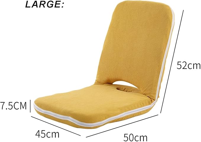 ELEFOCUS 5-Position Cushioned Adjustable Floor Lazy Sofa Chair Breathable Corduroy Fabric Ideal for Reading Meditating(GreyLarge)