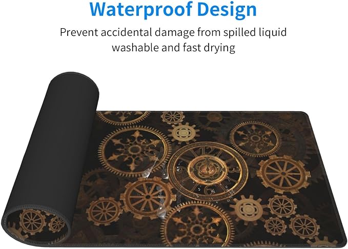Cool Steampunk-Large Mouse Pad Gaming Mousepad XL 12x31.5 in Desk Pad Large Non-Slip Rubber Base Desk Mats on Top of Desks Mouse Pads for Wireless Mouse Computer Desks Accessories