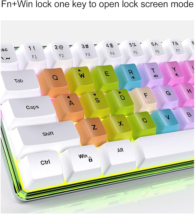 61 Keys Mechanical Gaming Keyboard RGB Backlit Compact 60 Percent Wired Keyboard with Colorful Keycaps for PC Office AmpGaming Portable Mini Keyboard with Optical Switches (White)