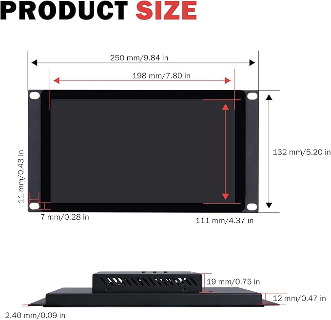 GeeekPi 9 inch 1280x720 LCD Touch Screen 3U Rack Mount Monitor for DeskPi RackMate T0/T1/T2/T0 Plus/T1 Plus/TL1 Server Cabinet and 10 inch Mini Server Rack