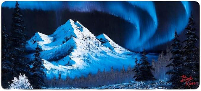 Bob Ross Desk Mat for Desktop Large Ergonomic Mouse Pad Gaming Non-Slip Deskmat for Computer Wireless Mouse Keyboard（Northern Lights - S08 E13）