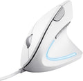 Trust Verto Wired Ergonomic Mouse Vertical Mouse with LED Illumination Reduces Arm Strain 1000-1600 DPI 6 Buttons for Right Hand Users 1.5m USB Cable Computer Mouse for PC Laptop. Mac - White