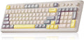 AULA S99 Gaming Keyboard Ergonomic Computer Keyboards Wireless Creamy Keyboard Full Size Cute Backlit Media Knob Programmable Tri-Mode Bluetooth/2.4GHz/USB-C Keyboard for PC Gamer - Grey &amp Yello