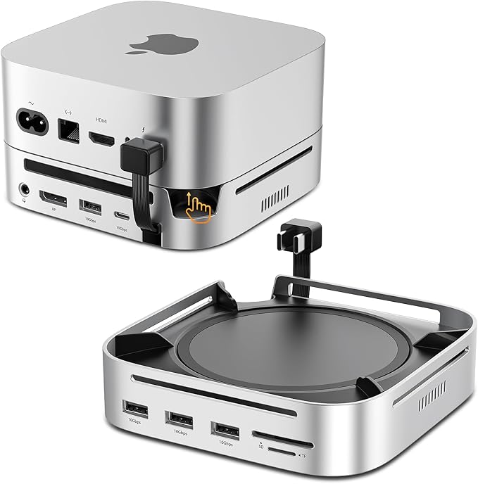 Mac mini M4 Dock &amp Stand DisplayPort 8K@120Hz Hub for Mac mini M4/M4 Pro 2024 with 8TB NVMe SSD Enclosure 10 in 1 with DP 5*USB-A/C 10Gbps Ports SD/TF Audio for Mac mini M4 Mac mini M4 Pro