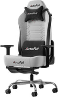 AutoFull C3 Gaming Chair PC Chair with Ergonomics Lumbar Support Racing Style PU Leather High Back Adjustable Swivel Task Chair with FootrestGrey
