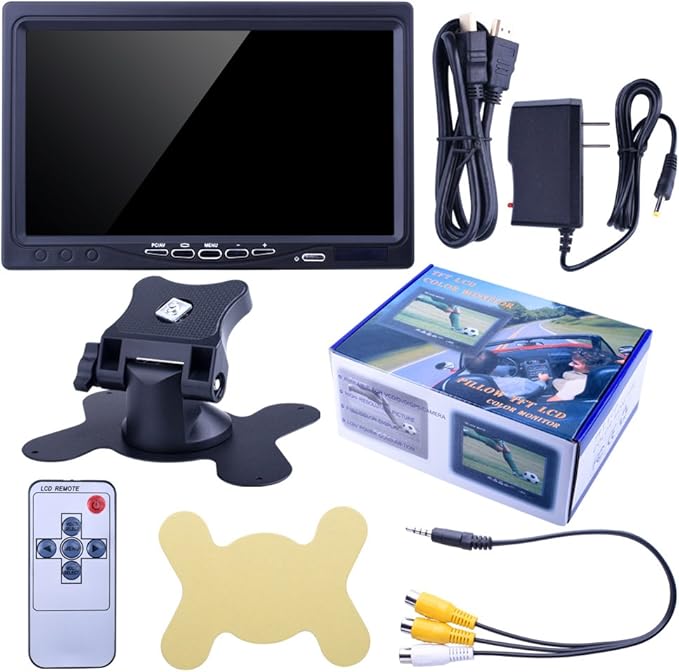 Kuman 7 Inch IPS Display 1024x600 LCD Screen Computer Monitor for PC Laptop Raspberry Pi 4 3 2B B RPI 1 B+ A+ with HDMI VGA Input DVD VCR Car and Remote HDMI Cable SC7J