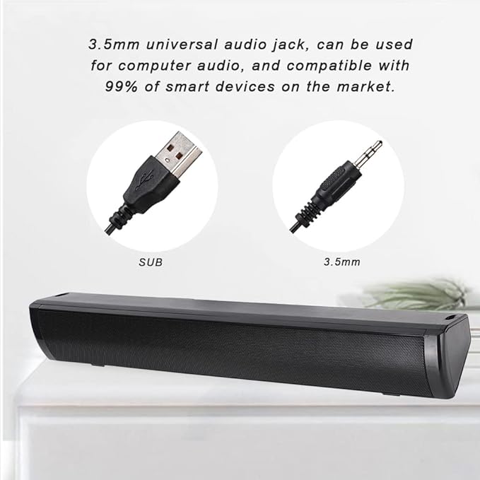 Desktop Computer Speaker 3.5mm Audio Jack 3D Stereo Sound Bass Speaker for Home Office